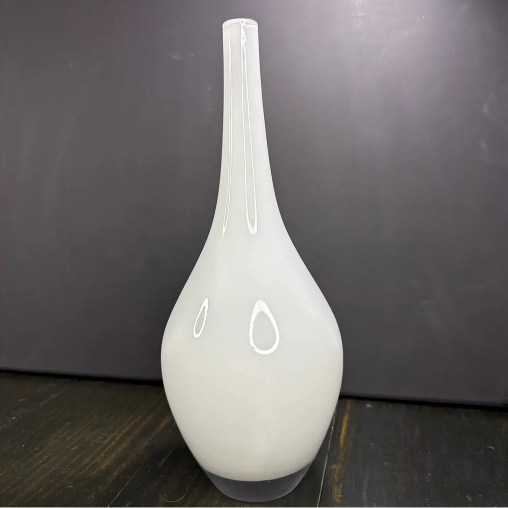 Retired IKEA Salong White Glass 12”Vase